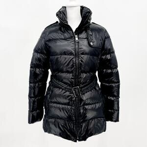Burberry Coat Brit Black Winter Down Ladies Jacket Sports Check Puffer Belted M